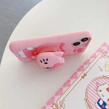 3D Pink Hello Kitty Bow Silicon Phone Cover with Holder - Image 4