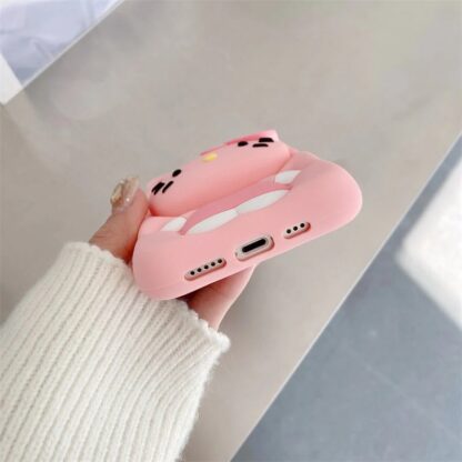 3D Pink Hello Kitty Bow Silicon Phone Cover with Holder - Image 8