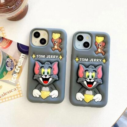 3D Grey Tom & Jerry Silicone Phone Case with Pop Holder - Image 6