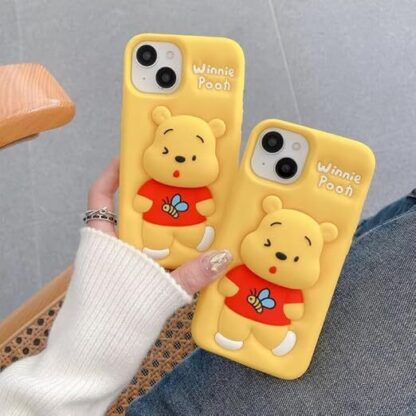 3D Winnie The Pooh Bear Cute Back Cover with PopUp Holder
