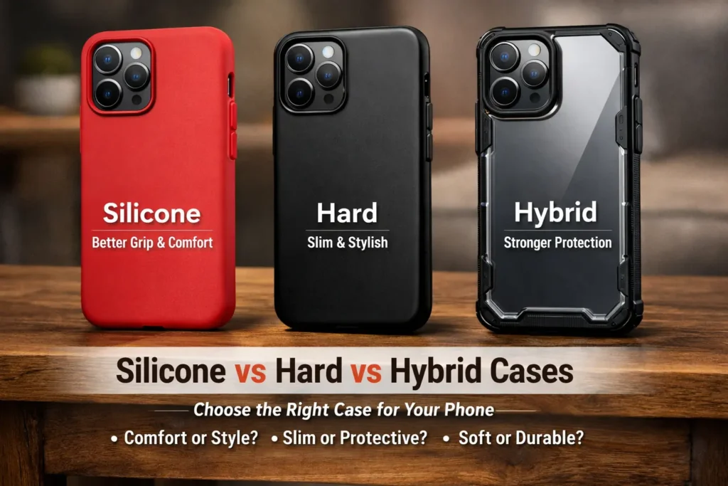 silicone vs hard vs hybrid cases comparison chart